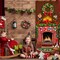 Merry Christmas Door Cover Christmas Fireplace Door Cover, 6.5 x 3 Feet(Red, White, and Gold)